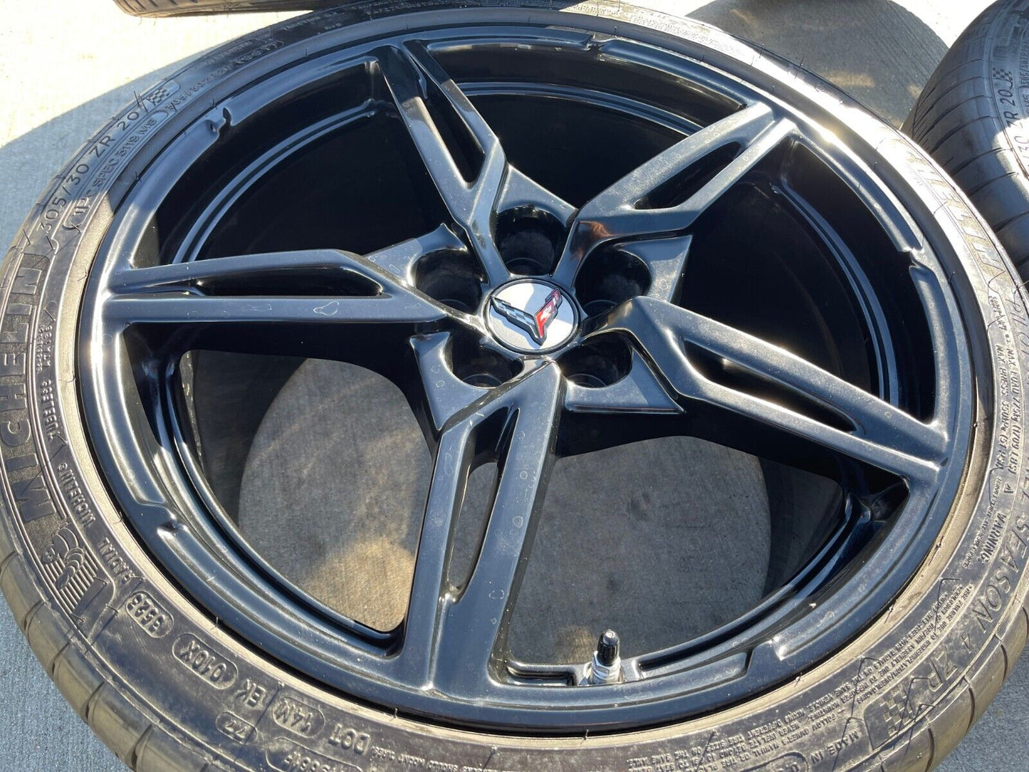 19" + 20" Chevy Corvette C8 OEM wheels rims 14007 14008 BLACK 2023 2024 2025