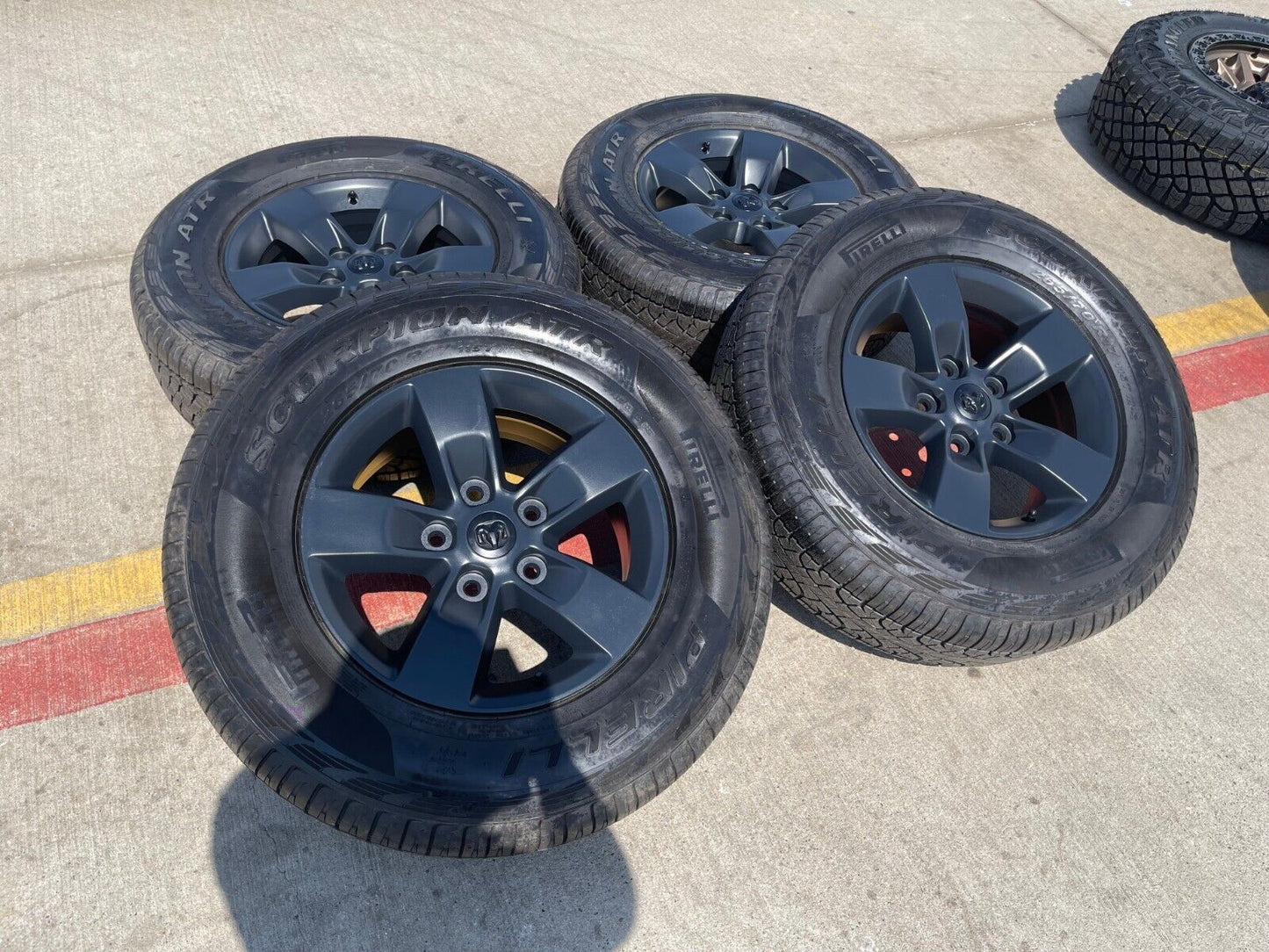 17" Dodge Ram 1500 OEM REBEL wheels rims A/T tires 2448 2020 2021 2022 2023 NEW