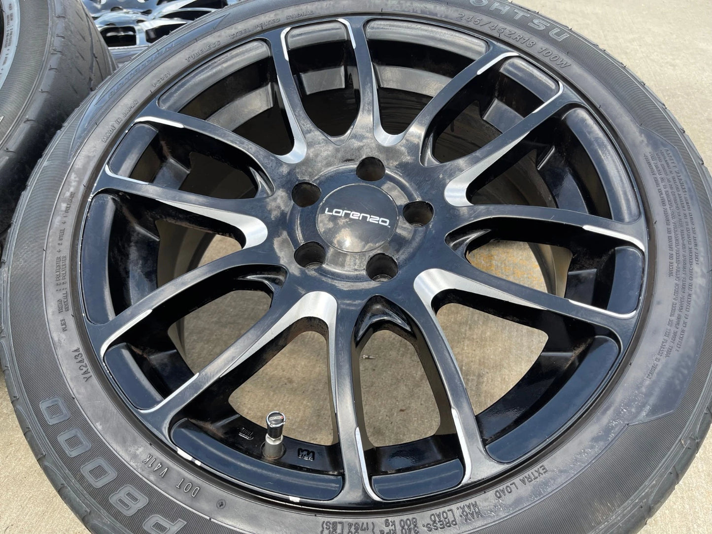 18x8 18" Lorenzo WL036 wheels rims tires 5x4.5 5x114.3 Camry Accord Mustang