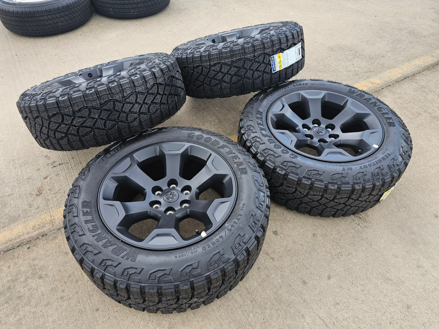 20" Dodge Ram 1500 OEM Laramie Black 2680 wheels rims tires GOODYEAR M/T NEW