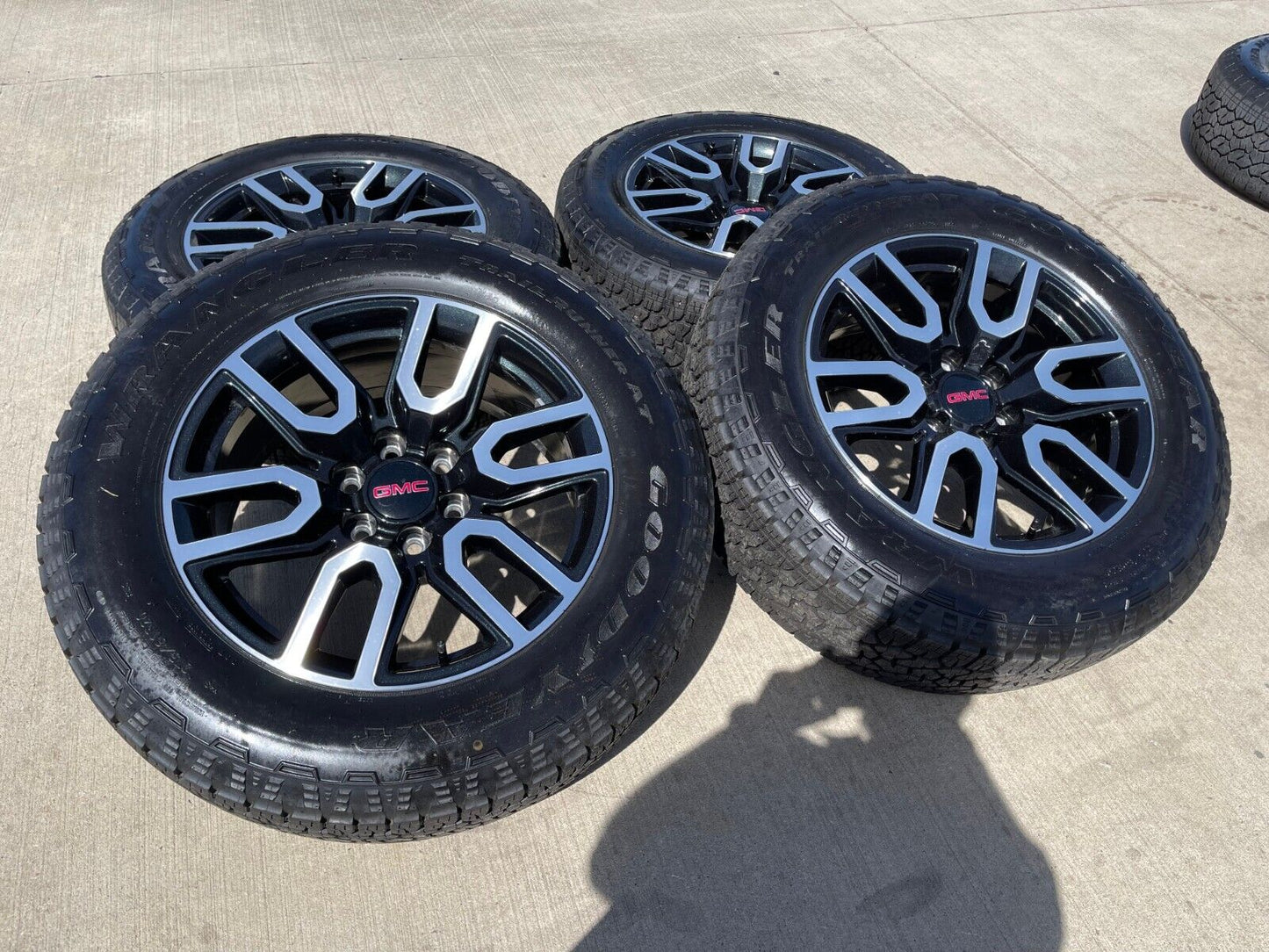 20" GMC Sierra Yukon Chevy BLACK OEM wheels rims 5914 tires GOODYEAR A/T NEW