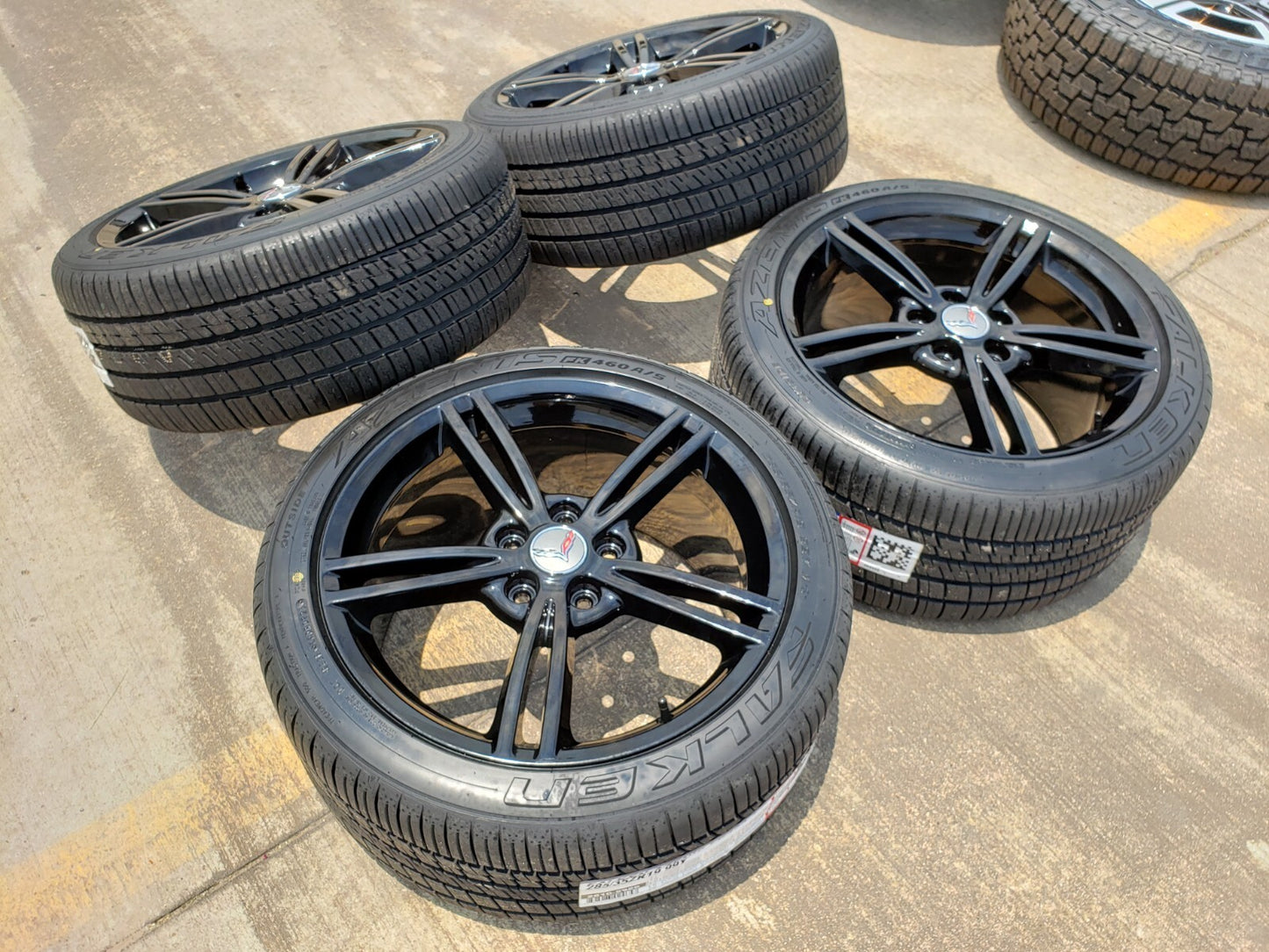 18" + 19" Chevy Corvette OEM black wheels rims 5338 5343 2007 2008 2009 2010 NEW