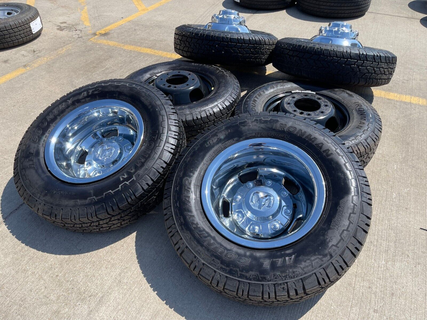 17" Dodge Ram 3500 Dually Laramie 8x200 wheels rims 2703 2704 OEM tires IRONMAN