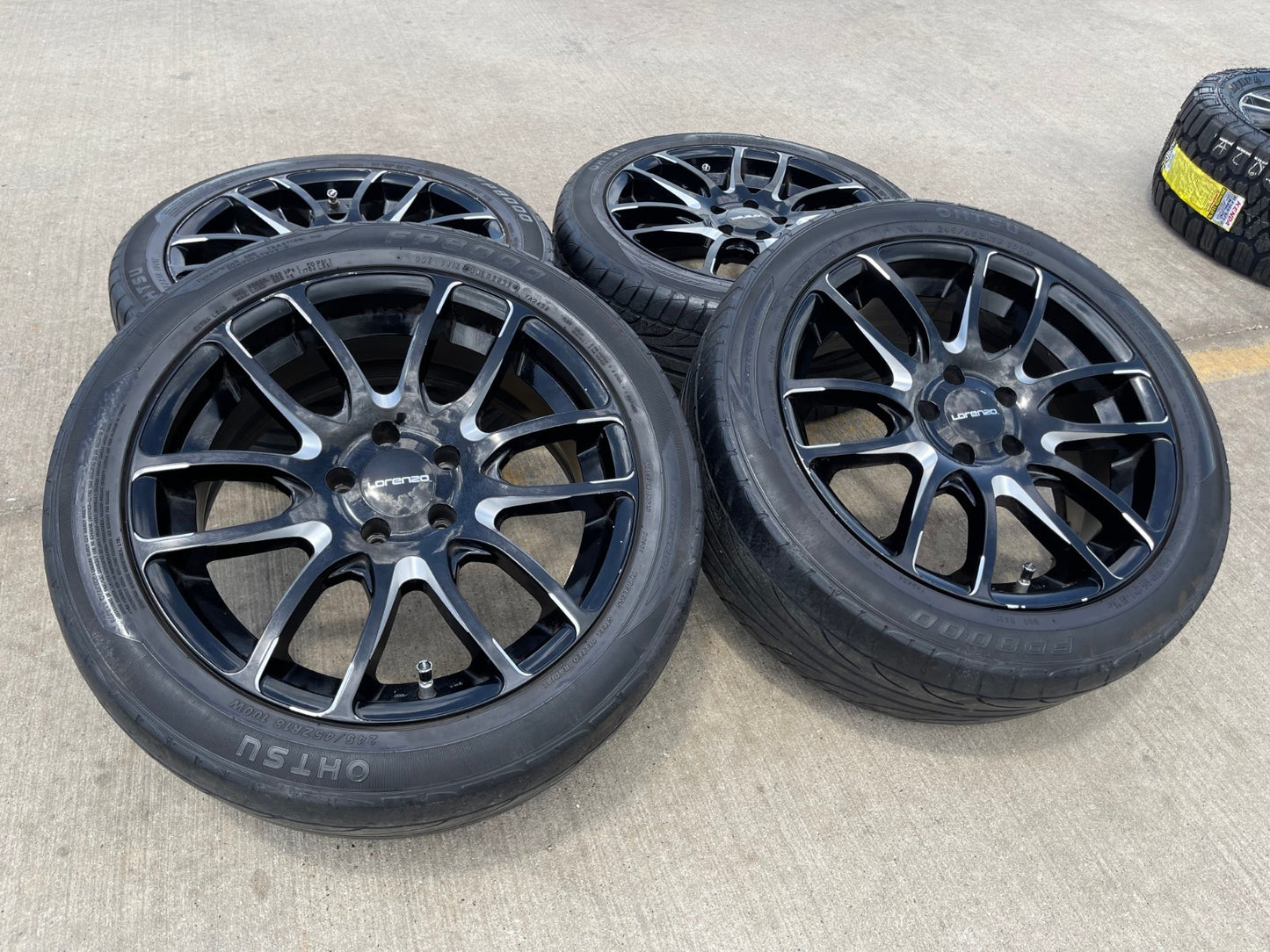 18x8 18" Lorenzo WL036 wheels rims tires 5x4.5 5x114.3 Camry Accord Mustang