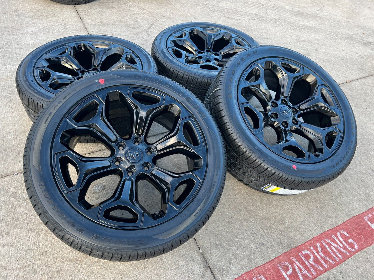 22" Dodge Ram 1500 OEM Laramie rims wheels tires 2685 black 2023 2024 2025 NEW
