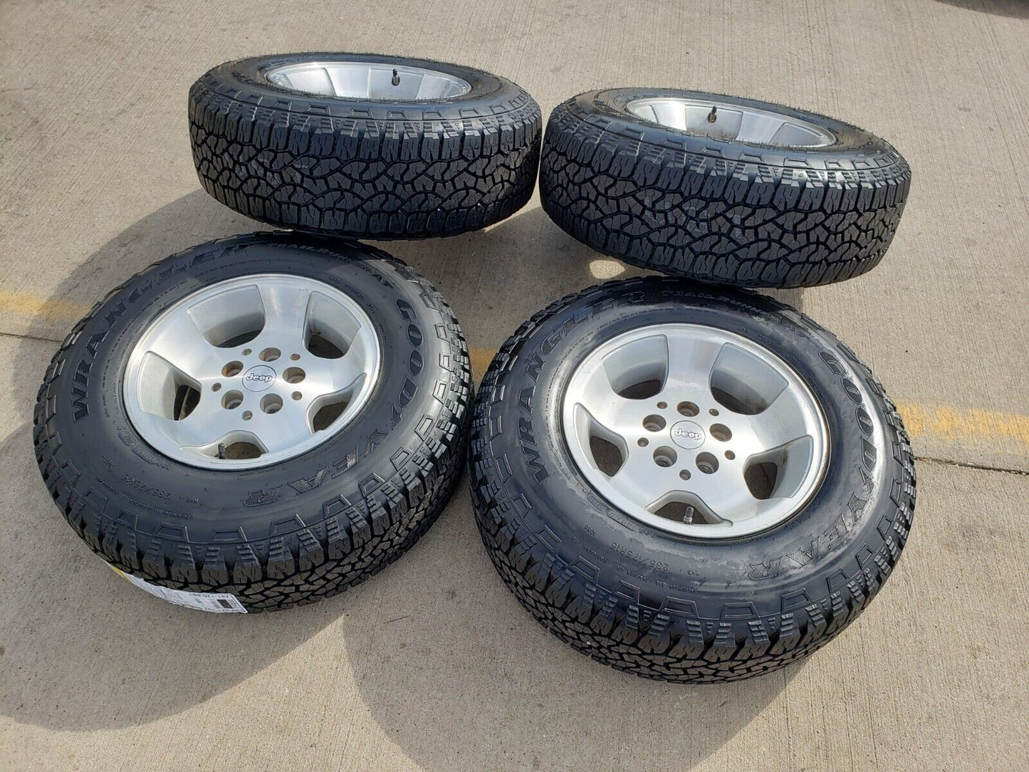 15" Jeep Wrangler wheels rims 9024 5x4.5 1997 1998 1999 2000 2001 NEW A/T tires