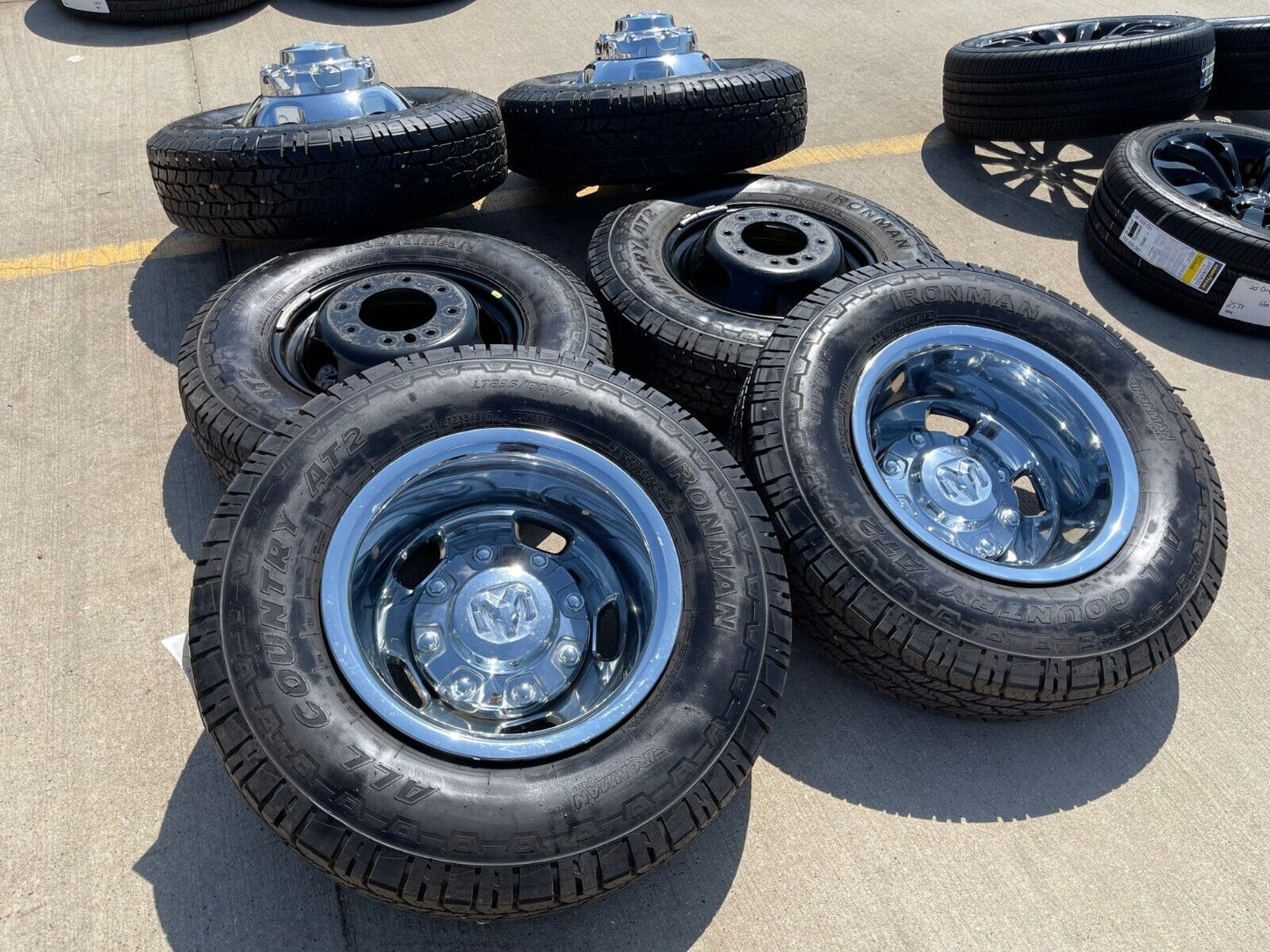 17" Dodge Ram 3500 Dually Laramie 8x200 wheels rims 2703 2704 OEM tires IRONMAN