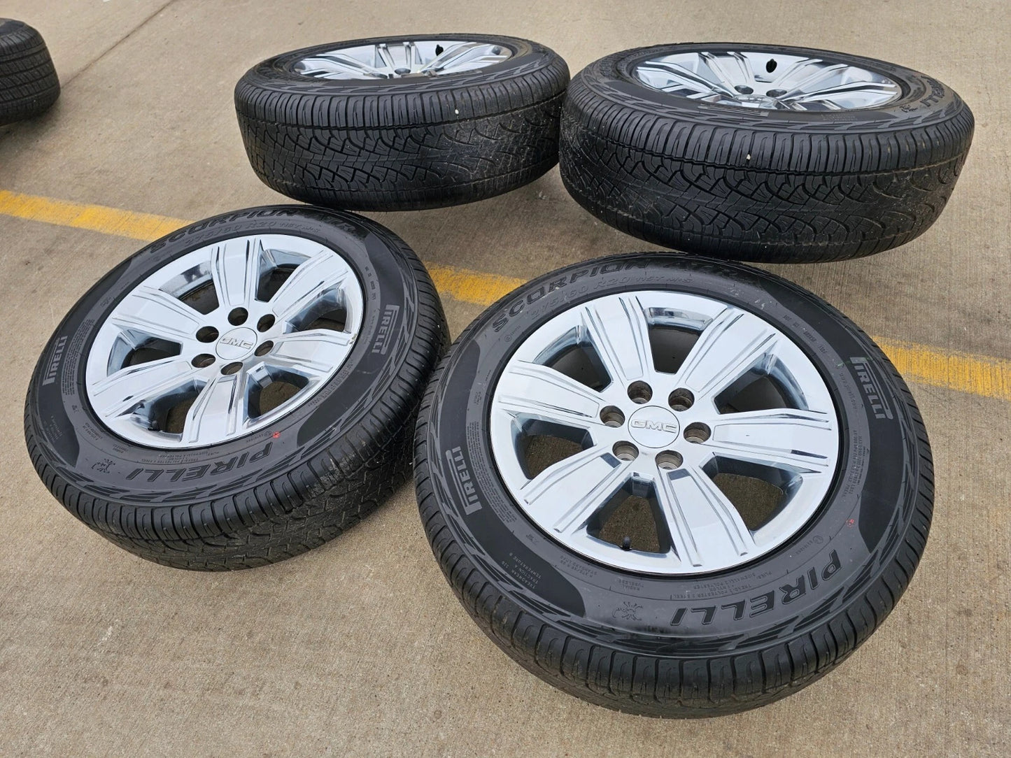 20" GMC Sierra Yukon DENALI OEM wheels rims 5752 chrome tires PIRELLI A/T NEW