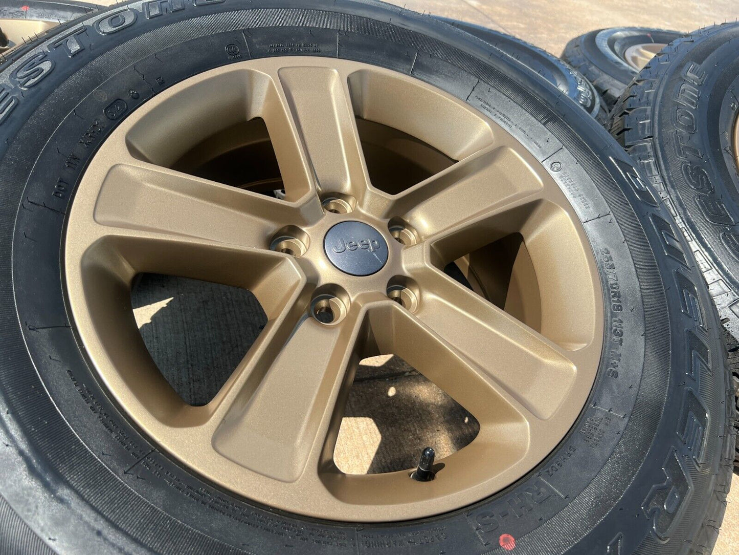 18" Jeep Wrangler Rubicon OEM BRONZE wheels rims 9221 tires A/T 2023 2024 NEW