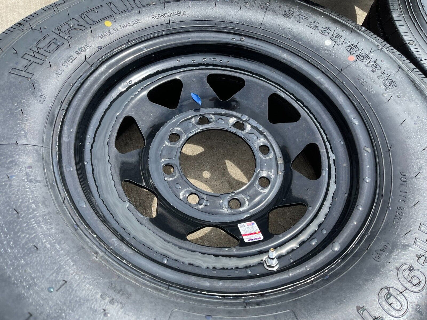 (5) 16x6 16" Dexstar Steel Trailer Gloss Black Wheels Rims Tires 14 PLY 8x6.5
