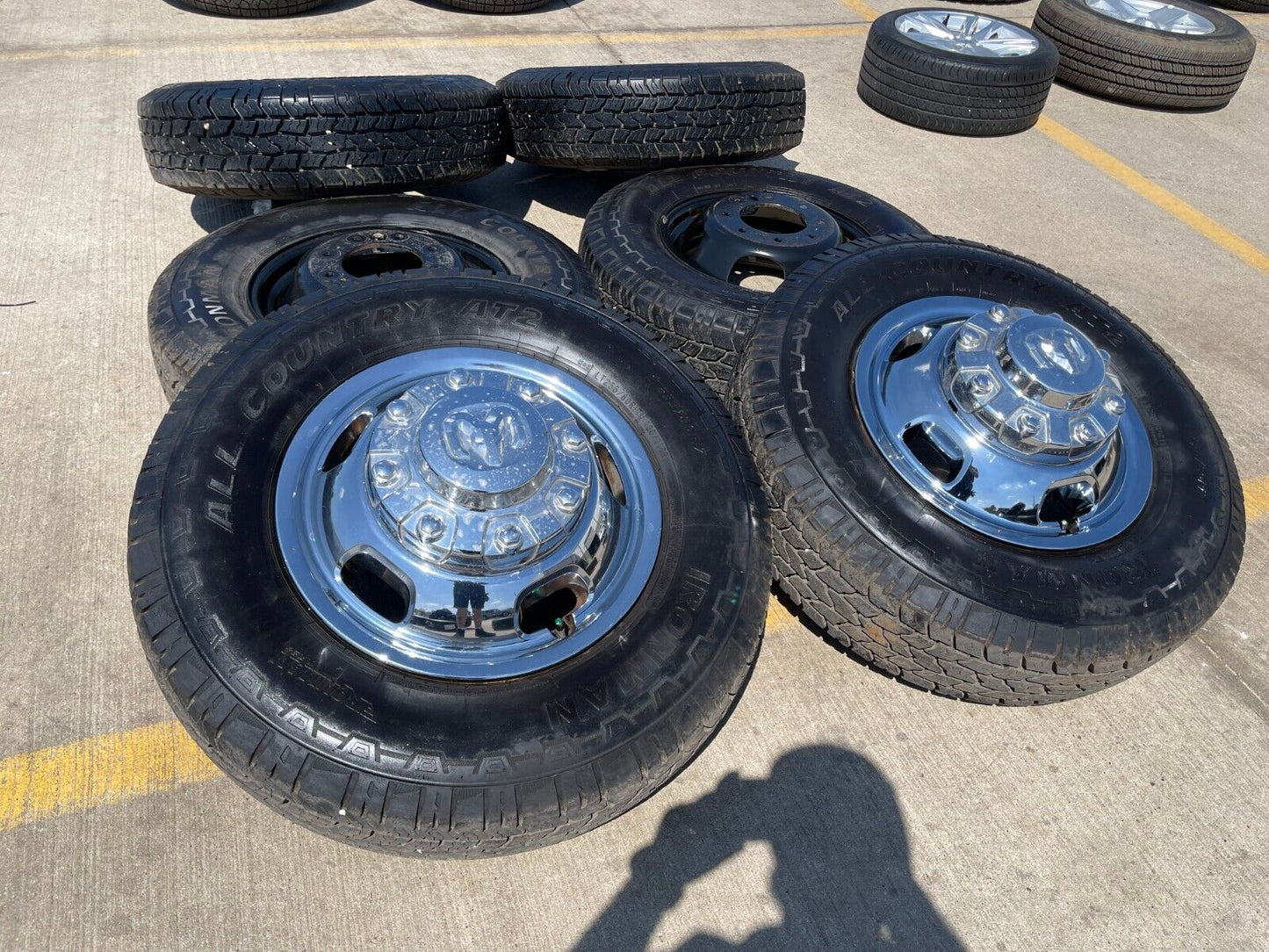 17" Dodge Ram 3500 Dually Laramie 8x200 wheels rims 2703 2704 OEM tires IRONMAN