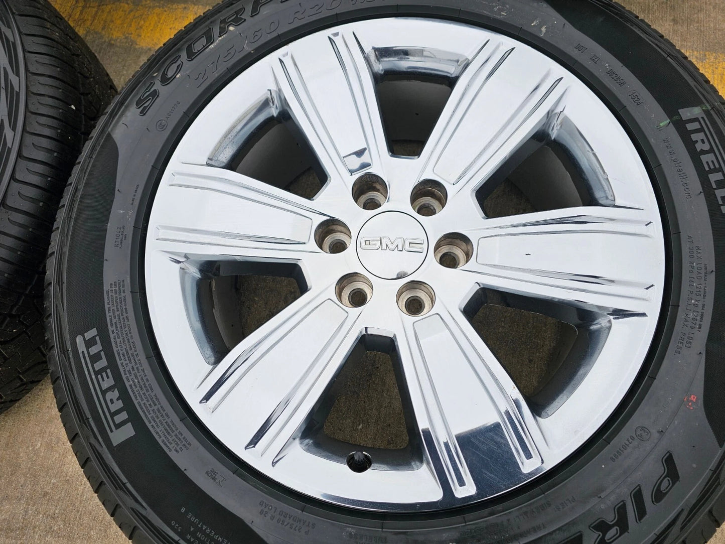 20" GMC Sierra Yukon DENALI OEM wheels rims 5752 chrome tires PIRELLI A/T NEW