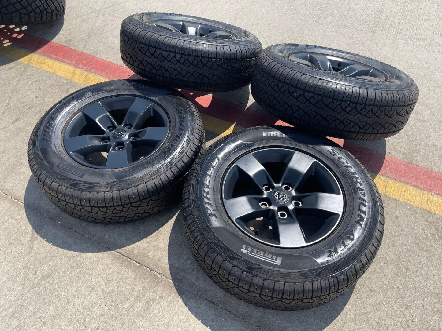 17" Dodge Ram 1500 OEM REBEL wheels rims A/T tires 2448 2020 2021 2022 2023 NEW