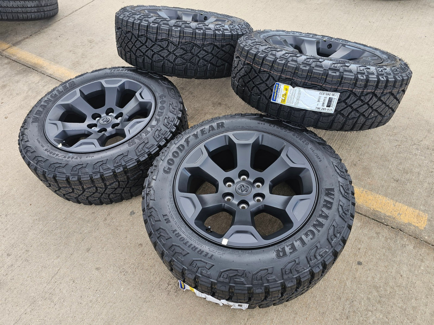20" Dodge Ram 1500 OEM Laramie Black 2680 wheels rims tires GOODYEAR M/T NEW