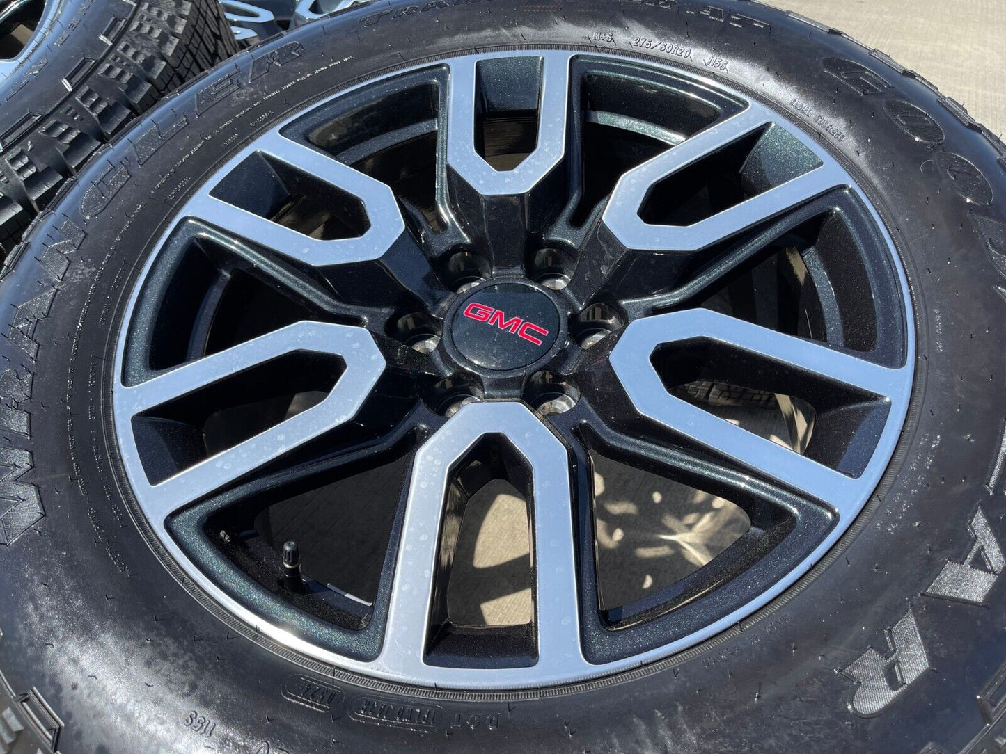 20" GMC Sierra Yukon Chevy BLACK OEM wheels rims 5914 tires GOODYEAR A/T NEW