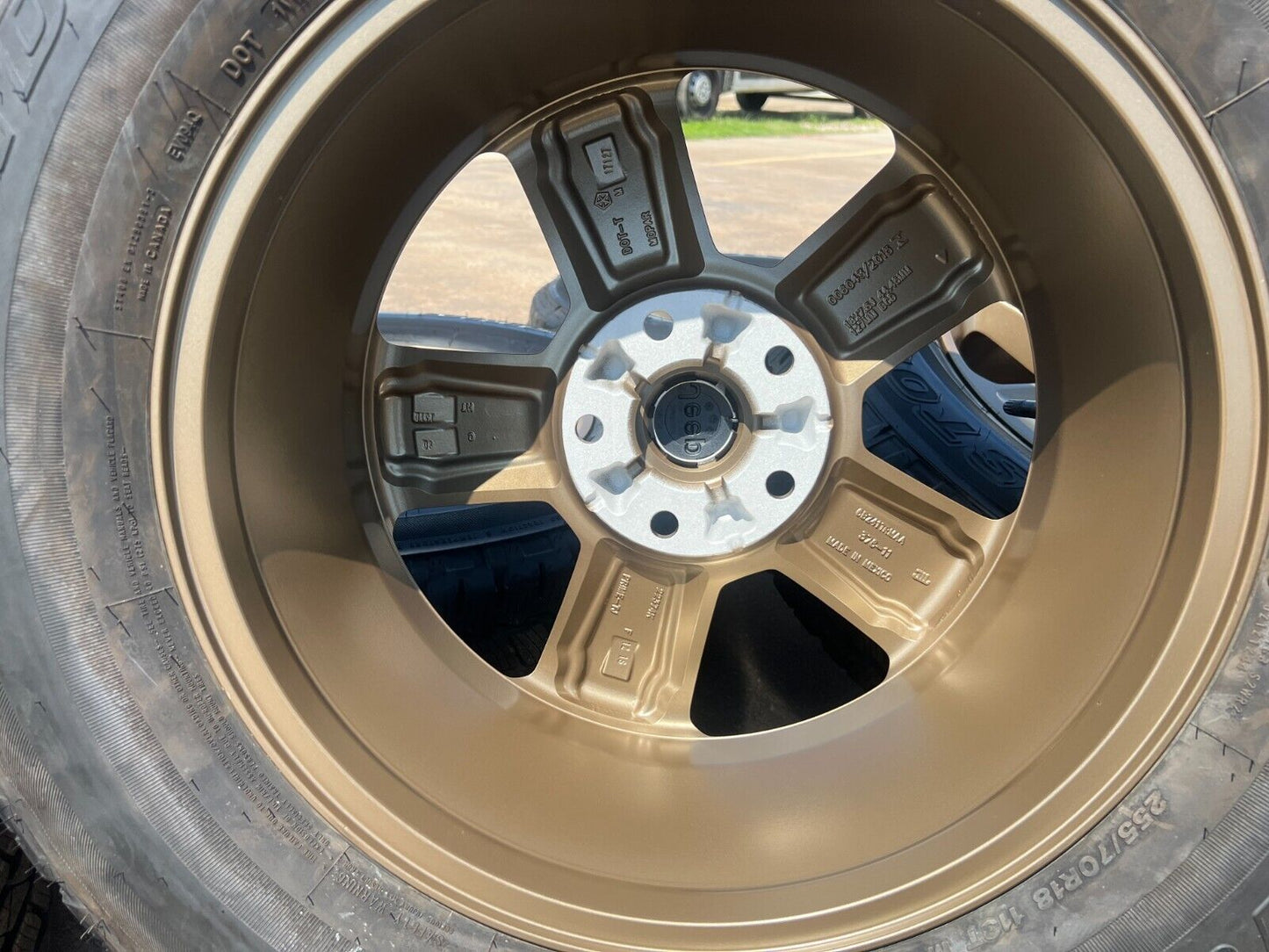 18" Jeep Wrangler Rubicon OEM BRONZE wheels rims 9221 tires A/T 2023 2024 NEW