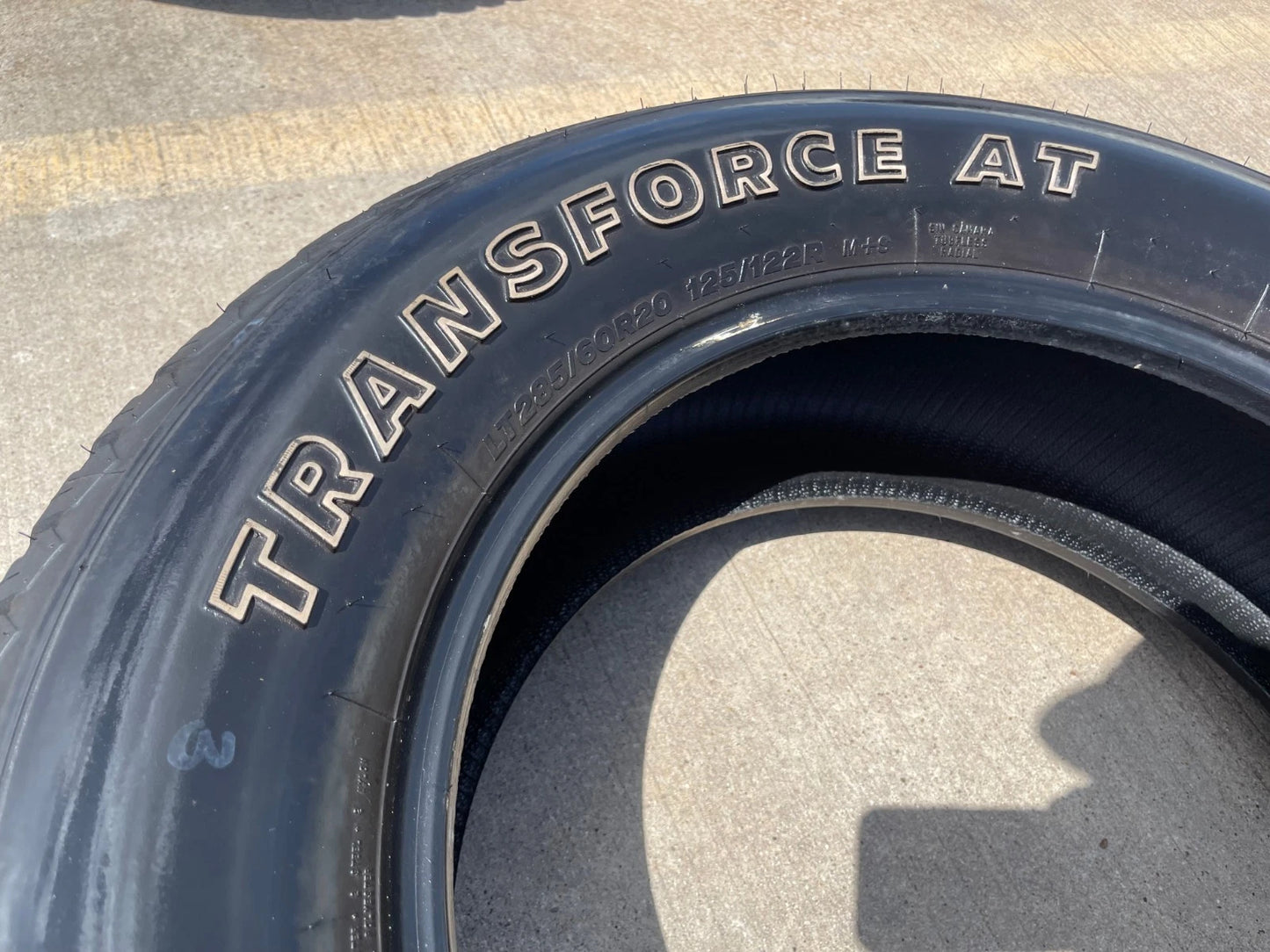 (1) 285/60/20 Firestone Transforce A/T tire LT 10 ply load range E