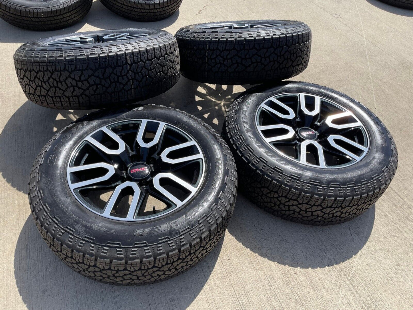 20" GMC Sierra Yukon Chevy BLACK OEM wheels rims 5914 tires GOODYEAR A/T NEW