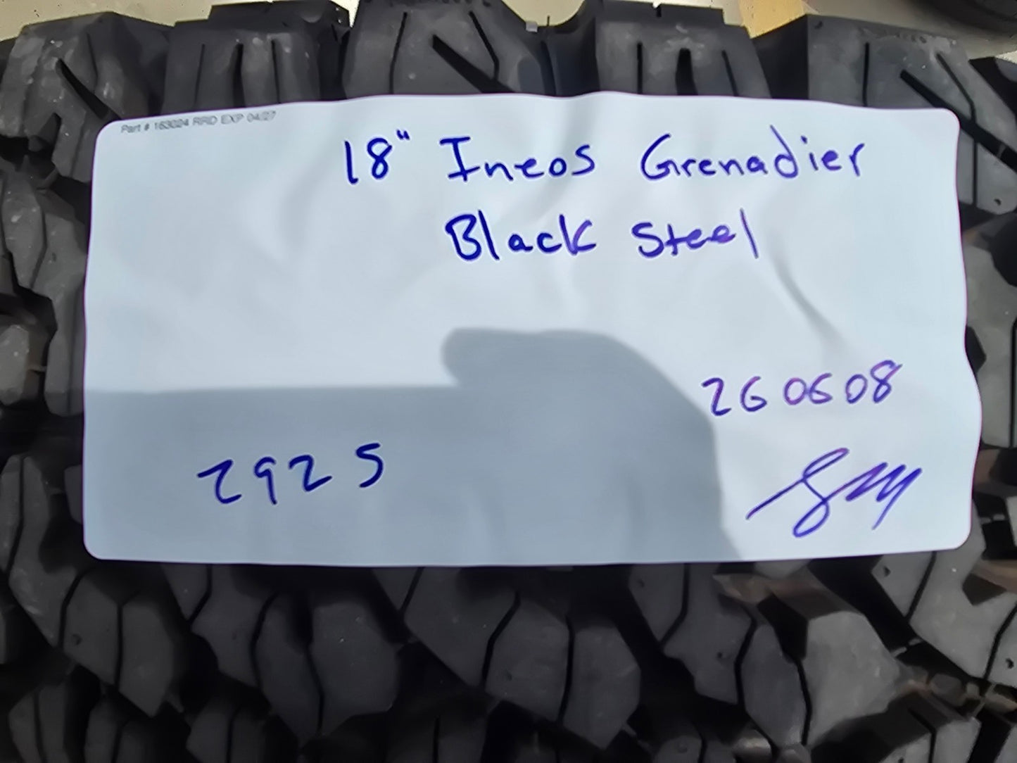 NEW 18" INEOS Grenadier OEM (1) steel wheel rim tire BFG KO2 A/T FITS 2022-2027