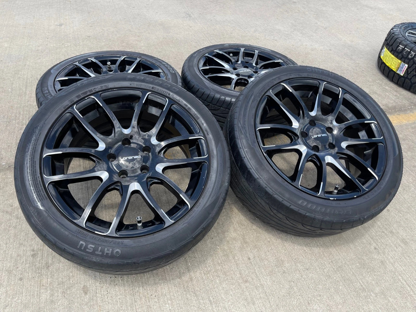 18x8 18" Lorenzo WL036 wheels rims tires 5x4.5 5x114.3 Camry Accord Mustang