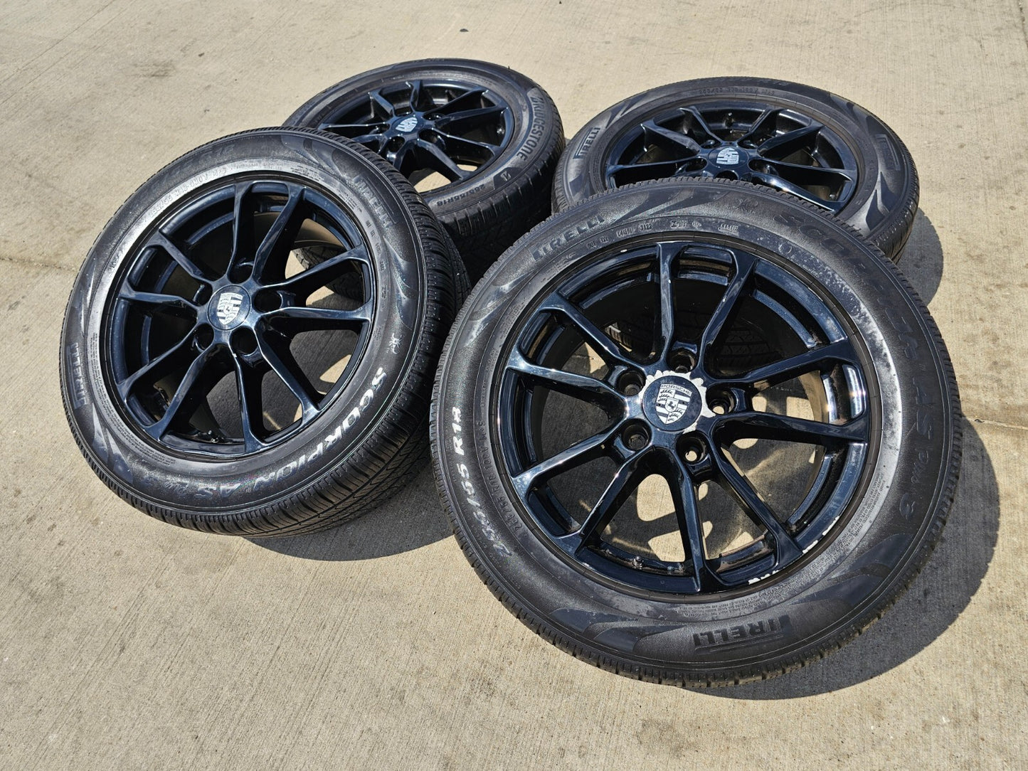 18" Porsche Cayenne OEM 67480 wheels rims black tires PIRELLI