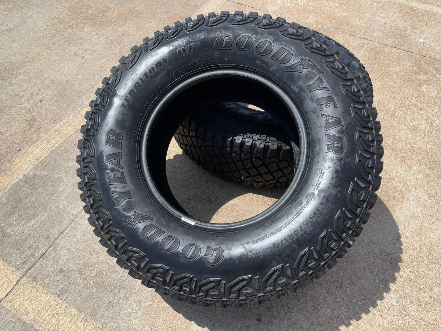 (1) 315/70/17 Goodyear Wrangler Territory M/T tire LT 6 ply load range C