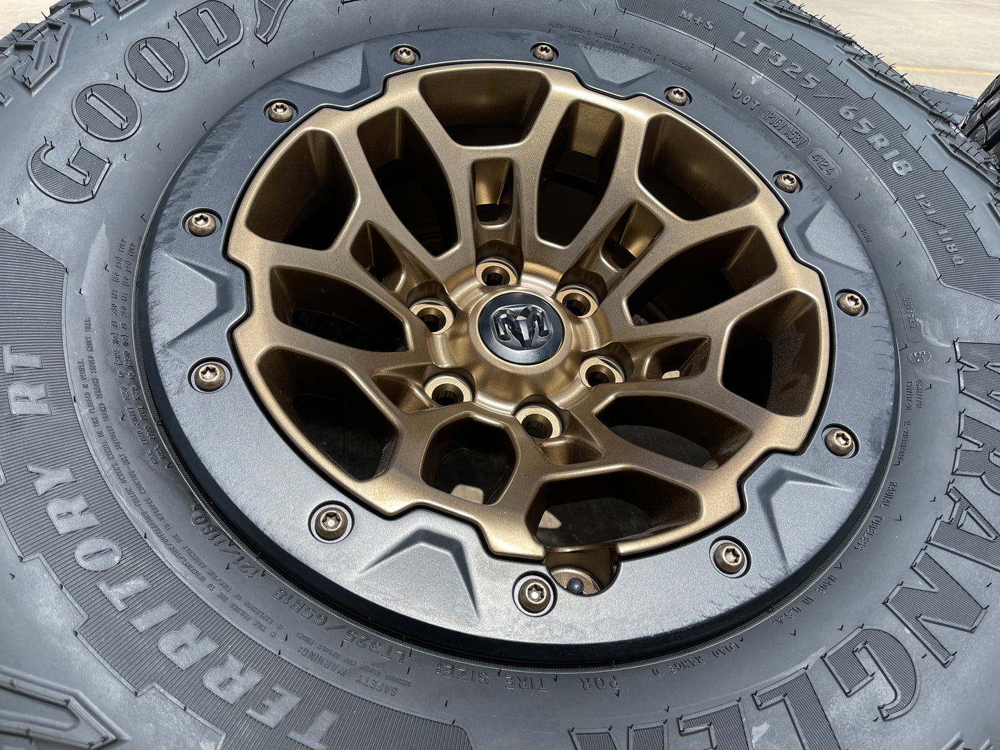 18" Dodge Ram 1500 RHO TRX Beadlock OEM bronze wheel rim 2735 tires 35" NEW