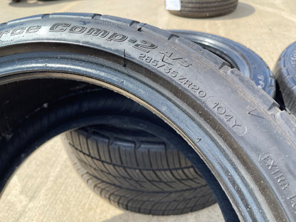 (2) 285/35R20 + (2) 305/35R20 BFG G-Force Comp 2 A/S 104Y XL tires SET