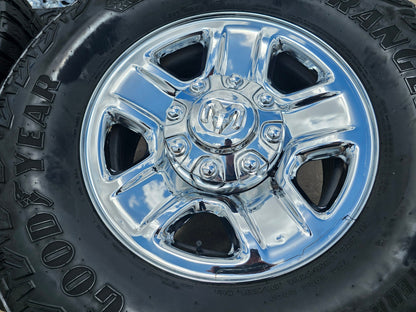 18" Dodge Ram 2500 3500 STEEL chrome OEM 2473 wheels rims GOODYEAR 35"
