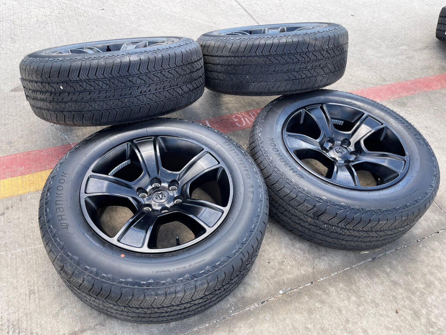 20" Dodge Ram 1500 OEM LIMITED Black 2676 2723 wheels rims NEW HANKOOK A/T2
