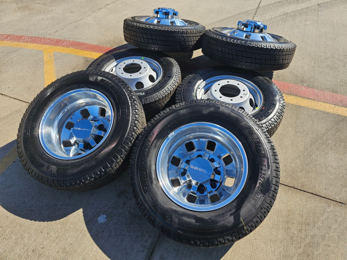 18" GMC Sierra 3500 DENALI Dually rims wheels OEM 14127 14129 8x210 MICHELIN NEW