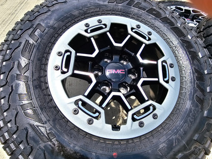 17" GMC Sierra Chevy Silverado OEM Beadlock wheels rims Canyon FALKEN A/T3 NEW