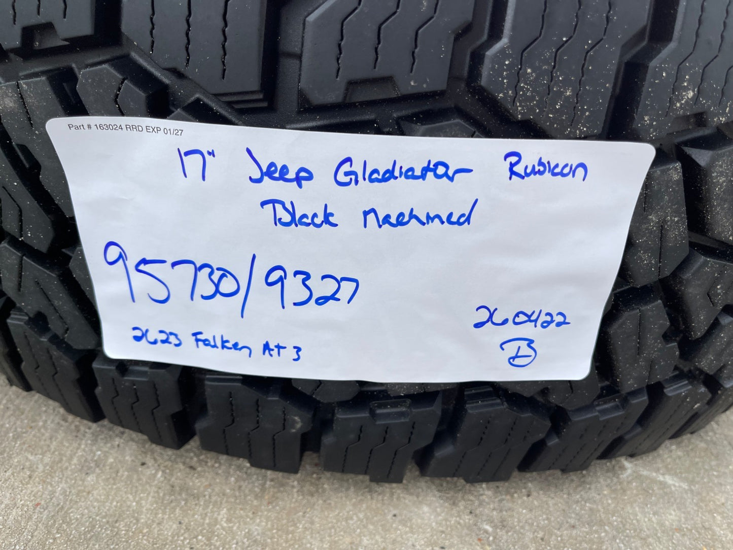17" Jeep Wrangler Rubicon OEM 95730 9327 wheels rims Gladiator FALKEN A/T 33"