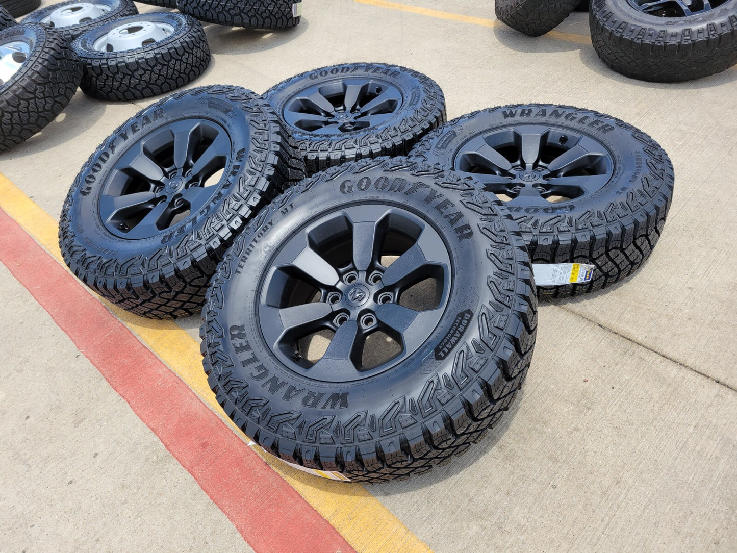 18" Dodge Ram 1500 Rebel Black OEM 2671 wheels rims 33" M/T NEW