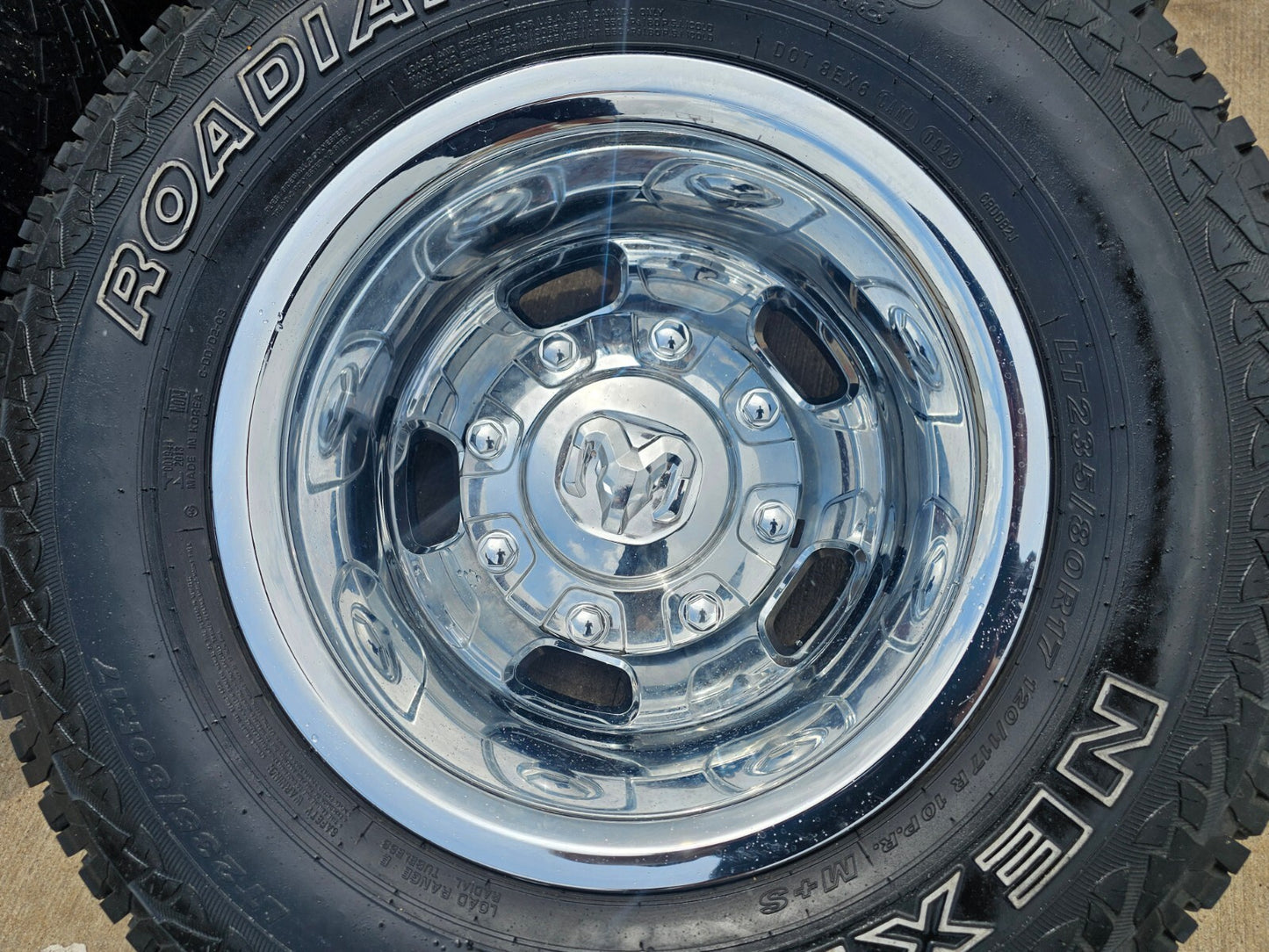 17" Dodge Ram 3500 Dually 8x200 wheels rims 2703 2704 OEM A/T tires