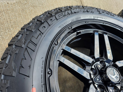 20" 20x9 Hartes Metal Savage Jeep Wrangler wheels rims 5x127 5x5 FALKEN 33" NEW