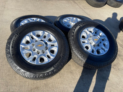 18" Chevy Silverado 2500 3500 OEM 5959 wheels rims MICHELIN DEFENDER LTX M/S2