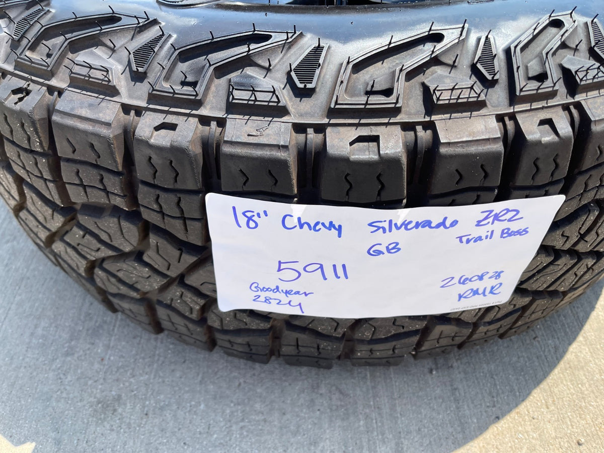 18" Chevy Silverado ZR2 Tahoe TRAIL BOSS GMC OEM 5911 wheels rims GOODYEAR M/T