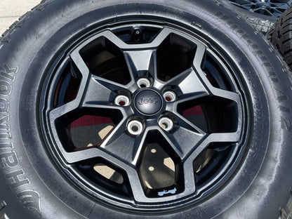 17" Jeep Wrangler SPORT OEM wheels rims tires 9237 SET black HANKOOK A/T2 NEW