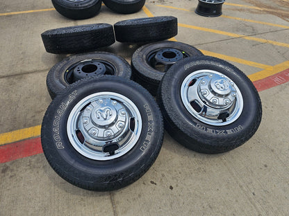 17" Dodge Ram 3500 Dually 8x200 wheels rims 2703 2704 OEM A/T tires