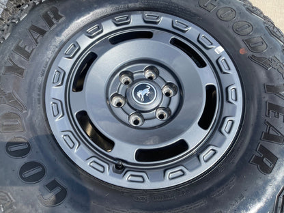 17" Ford Bronco HERITAGE SASQUATCH wheels rims 10464 GOODYEAR A/T 35" NEW