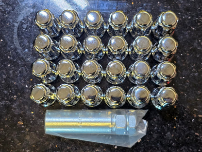 (24) 14x1.5 lug nuts chrome RAM 1500 Chevy Silverado GMC Sierra lugs NEW