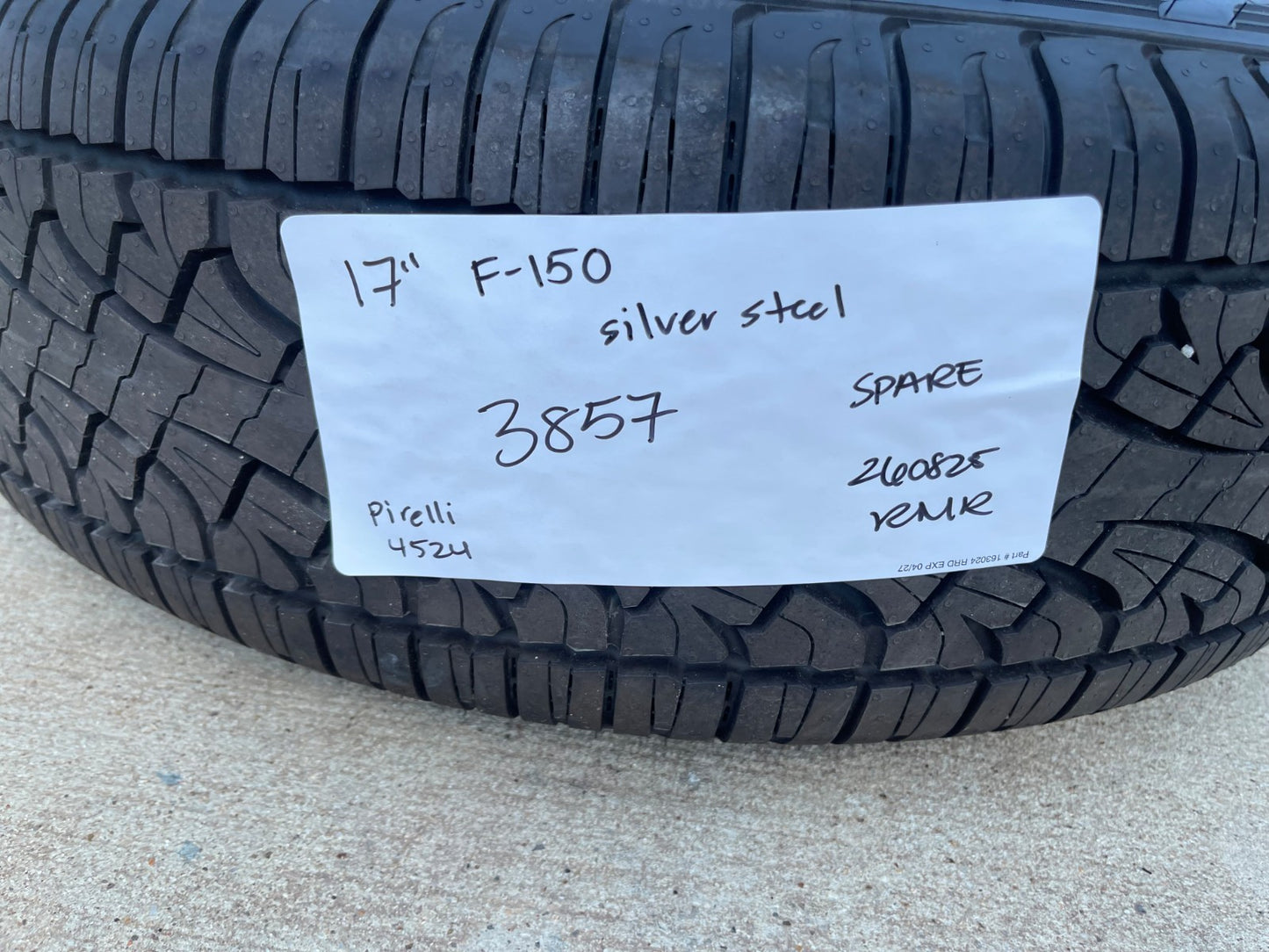17" Ford F-150 OEM rim wheel 3857 tire steel 2024 2025 2026 2027 PIRELLI NEW