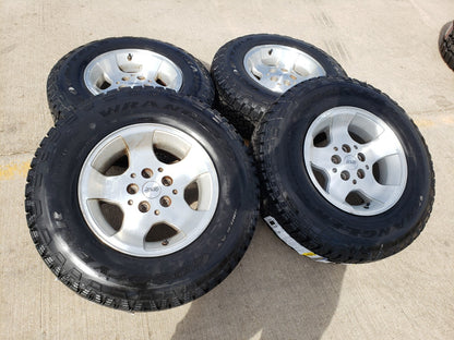 15" Jeep Wrangler OEM wheels rims 9024 1997 1998 1999 2000 2001 NEW A/T tires