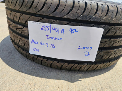 (1) 235/40/18 Ironman Gen 3 A/S tire 235/40R18 95W XL NEW