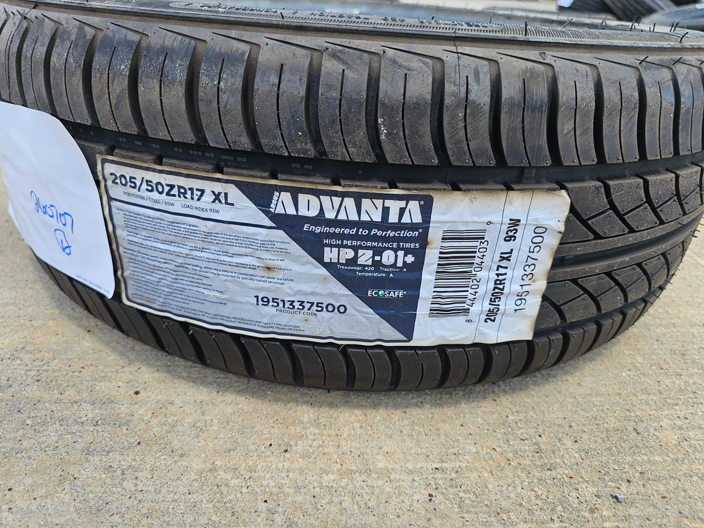 (1) 205/50/17 Advanta HPZ-01+ Plus tire 205/50R17 93W XL NEW