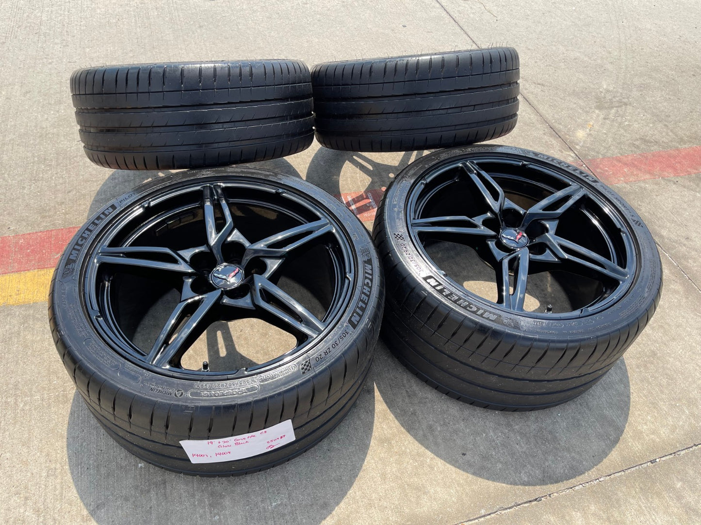 19" + 20" Chevy Corvette C8 OEM 14007 14008 wheels rims BLACK TPMS MICHELIN