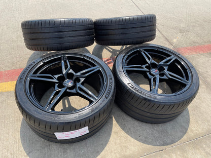 19" + 20" Chevy Corvette C8 OEM 14007 14008 wheels rims BLACK TPMS MICHELIN