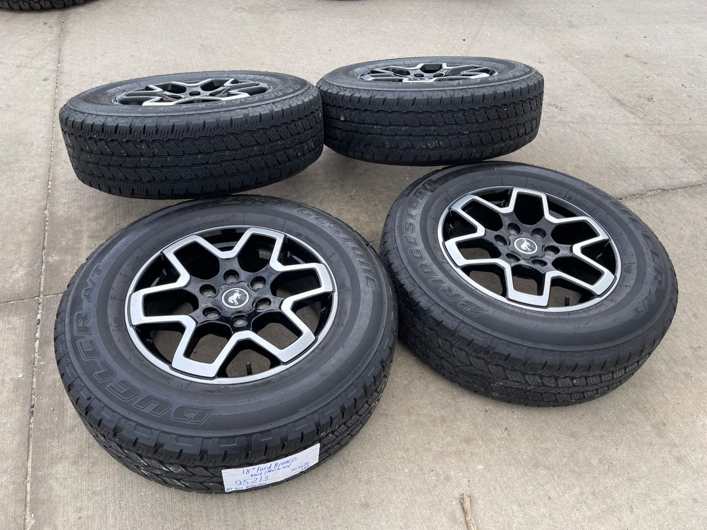 18" Ford Bronco wheels rims tires black 95213 Ranger tires BRIDGESTONE DUELER AT