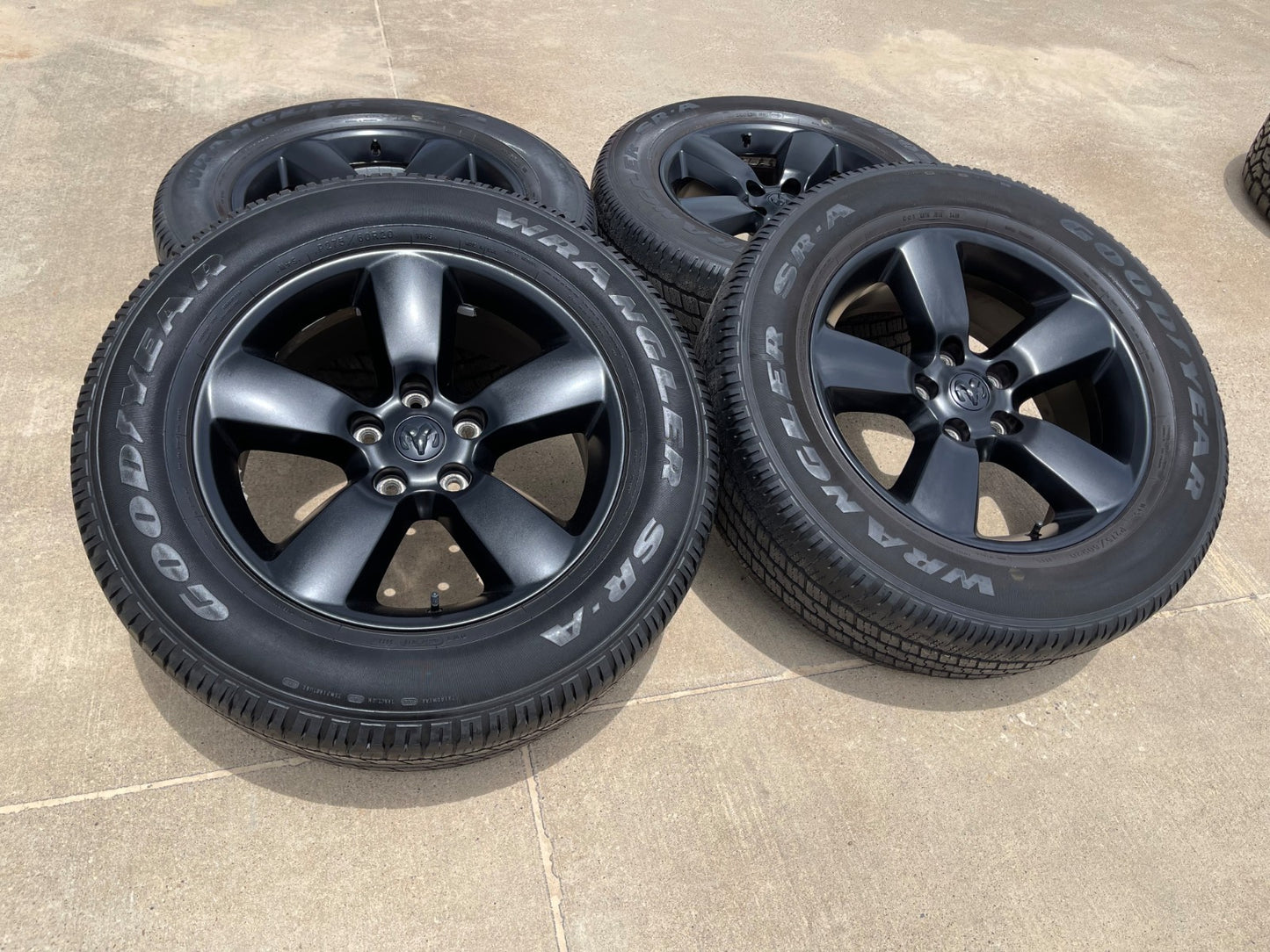 20" Dodge Ram 1500 OEM wheels rims 2495 BLACK 5x139 5x5.5 SET GOODYEAR